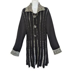 Lisa International Women Sweaters, Vintage Cable Knit Sweater Duster, Sz XL